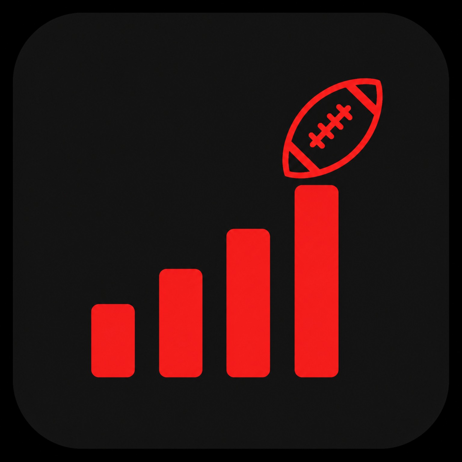 Drive Chart icon: rising bar graph with football